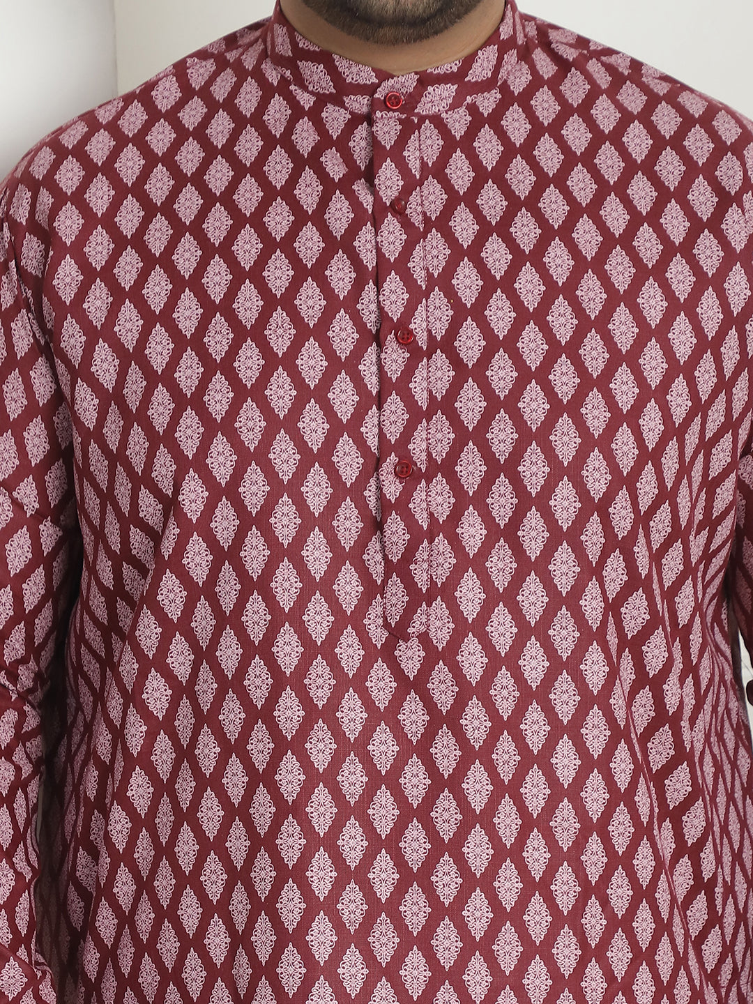 Men's Cotton Blend Printed Maroon Pyjama