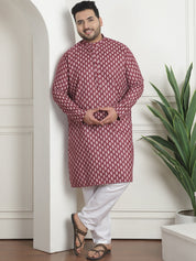 Men's Cotton Blend Printed Maroon Pyjama