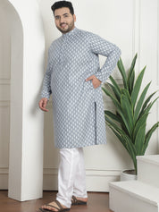 Men's Cotton Blend Printed Grey Pyjama