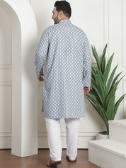 Men's Cotton Blend Printed Grey Pyjama