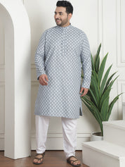 Men's Cotton Blend Printed Grey Pyjama