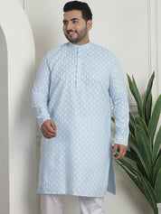 Men's Cotton Blend Printed Sky Blue