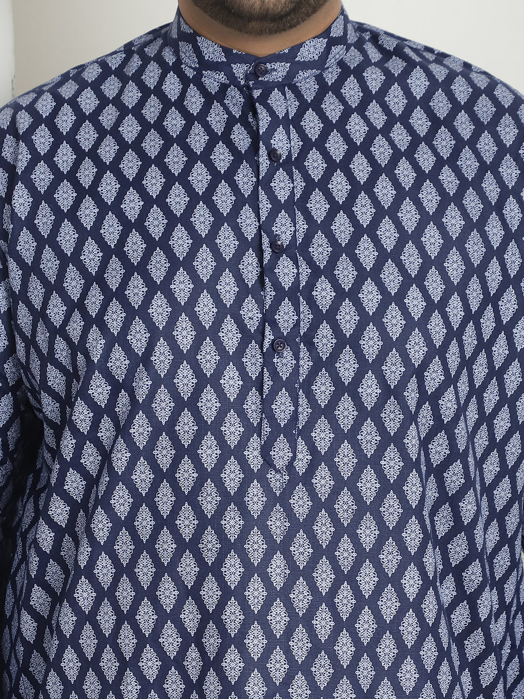 Men's Cotton Blend Printed Navy Blue