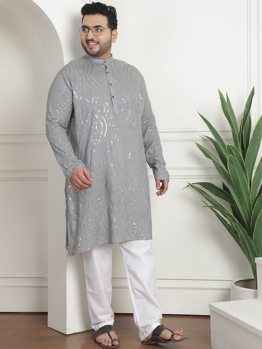 Men's Pure Cotton Designer Grey Pyjama