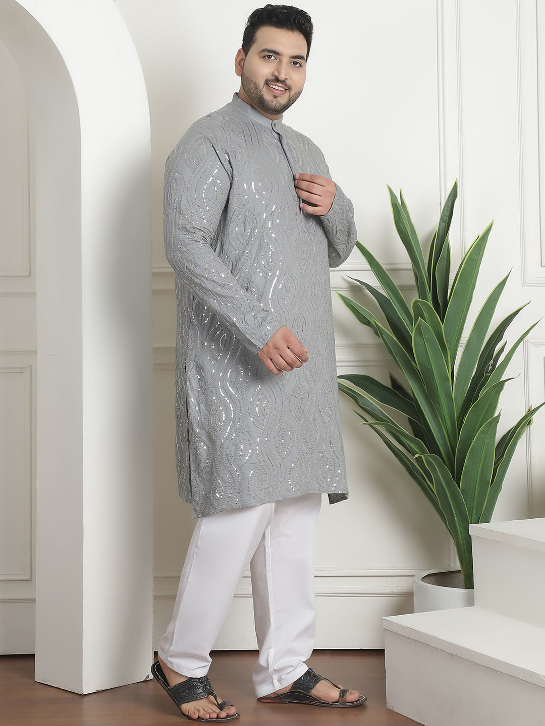 Men's Pure Cotton Designer Grey Pyjama