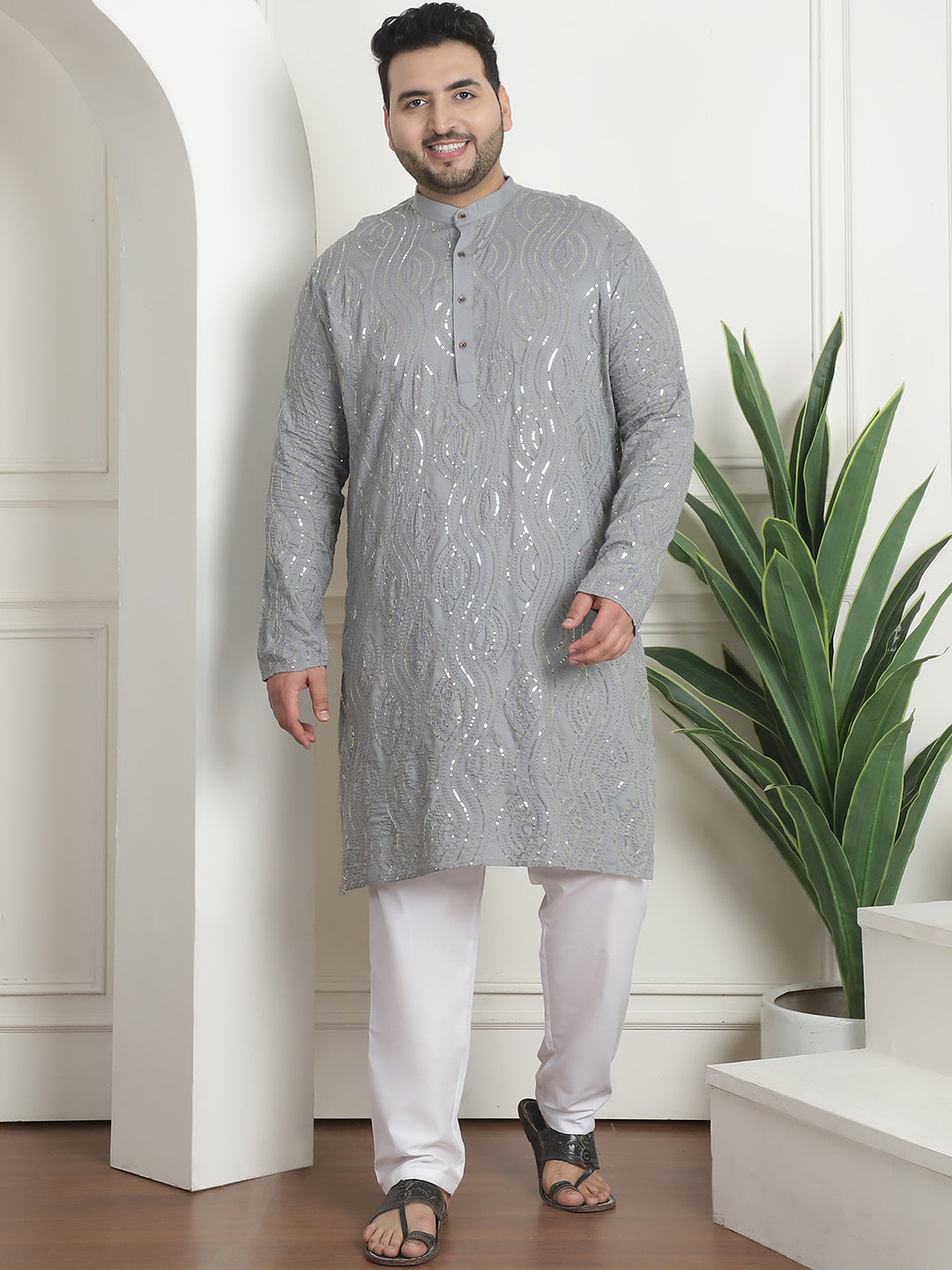 Men's Pure Cotton Designer Grey Pyjama