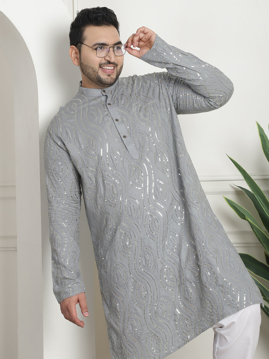 Men's Pure Cotton Designer Grey Pyjama