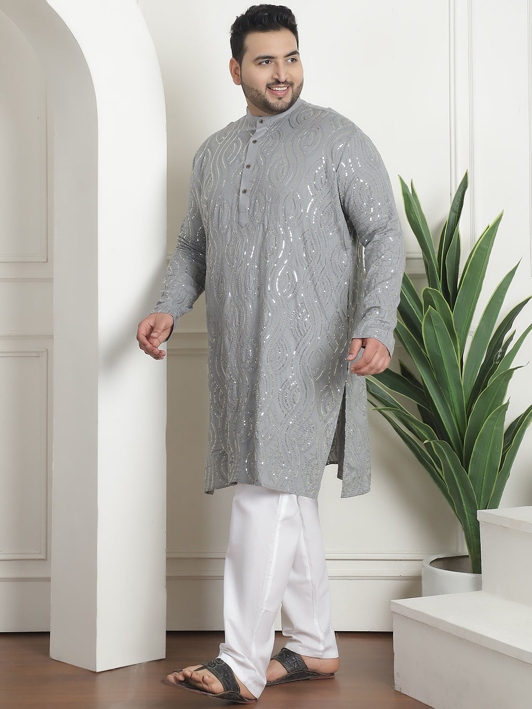 Men's Pure Cotton Designer Grey Pyjama