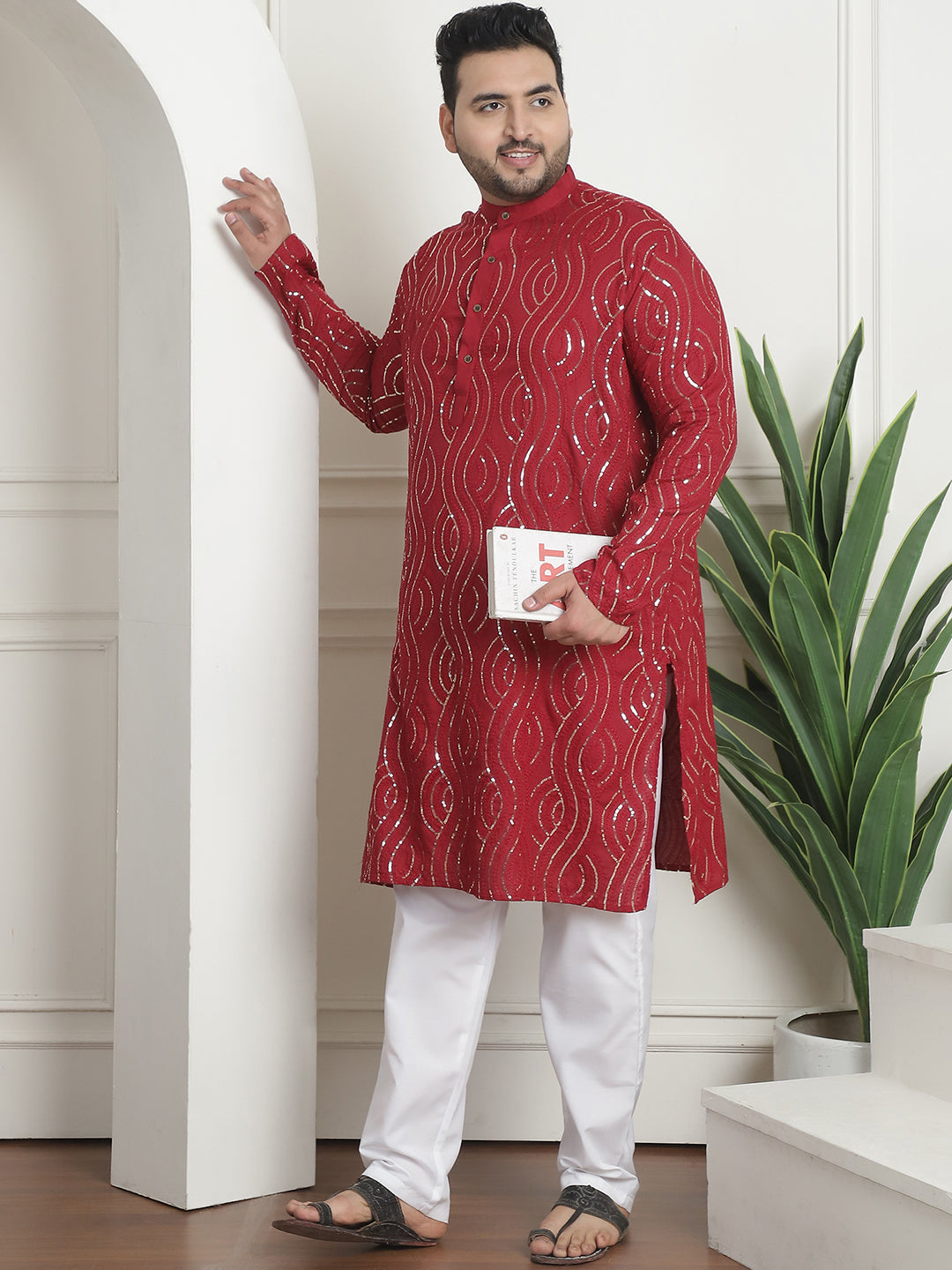 Men's Pure Cotton Designer Maroon Pyjama