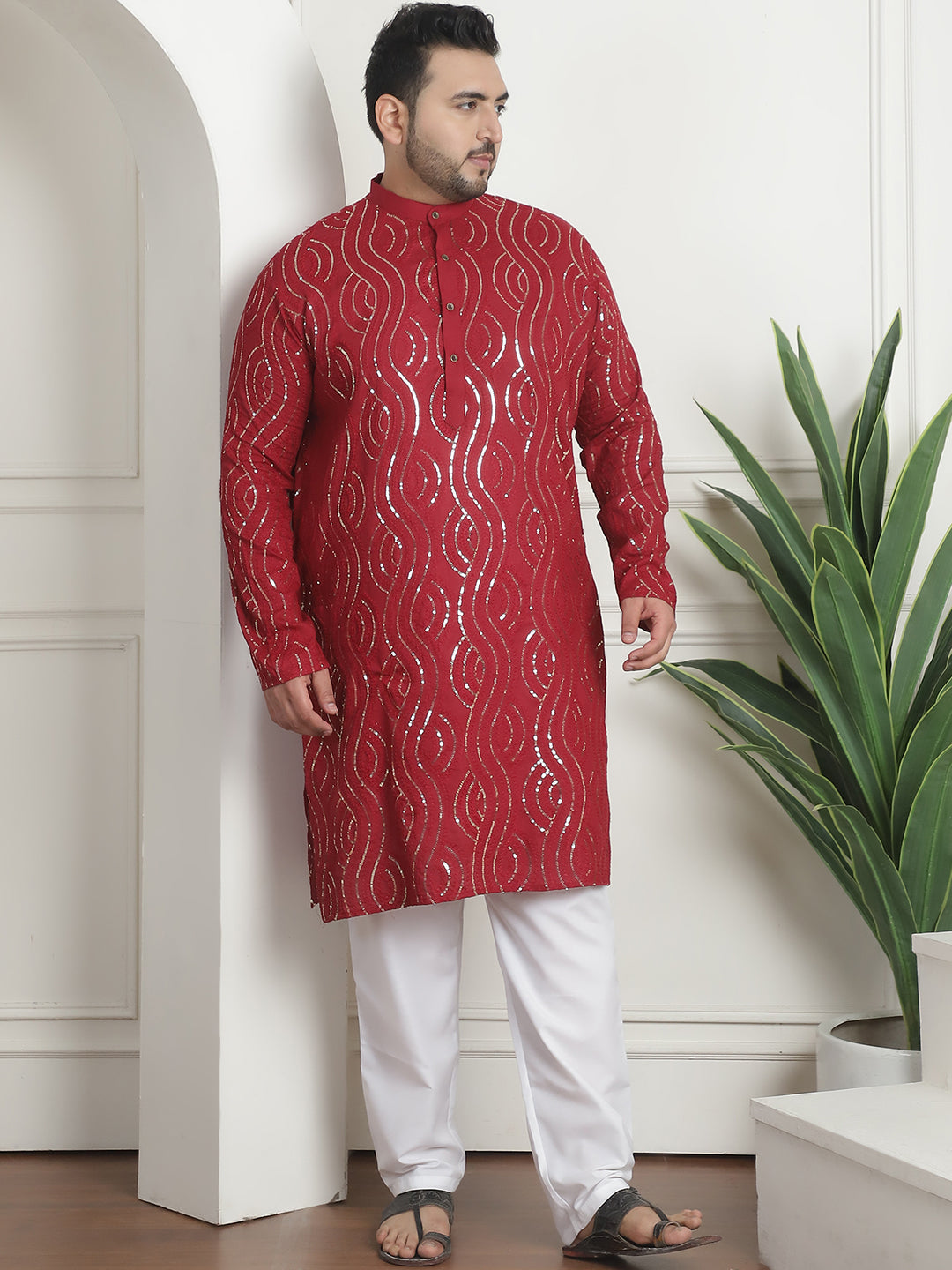 Men's Pure Cotton Designer Maroon Pyjama