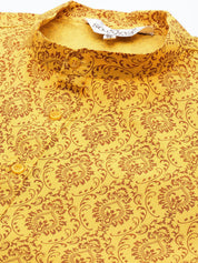 Men's Cotton Blend Mustard Printed Only Long Kurta