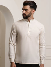 Men's Cotton Blend Cream Solid ONLY Short Kurta