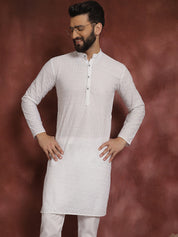 Sojanya Ethnic Motifs Embroidered Thread Work Pure Cotton White Straight Only Kurta