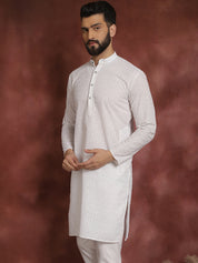 Sojanya Ethnic Motifs Embroidered Thread Work Pure Cotton White Straight Only Kurta