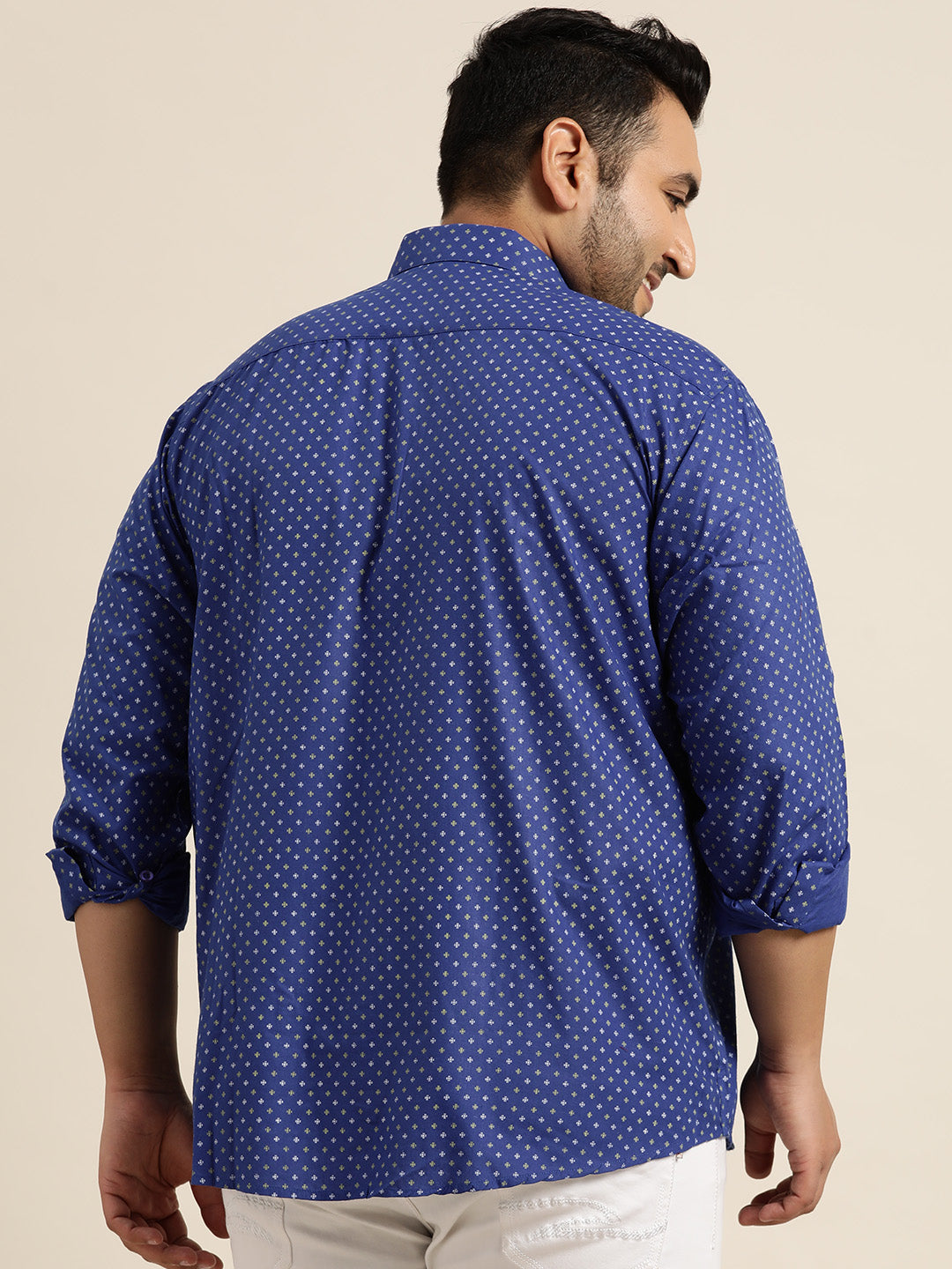 Mens Cotton Royal Blue Printed