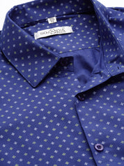 Mens Cotton Royal Blue Printed