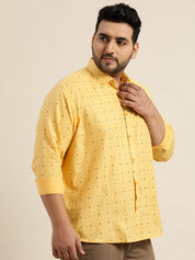 Mens Cotton Blend Mustard & Navy Printed