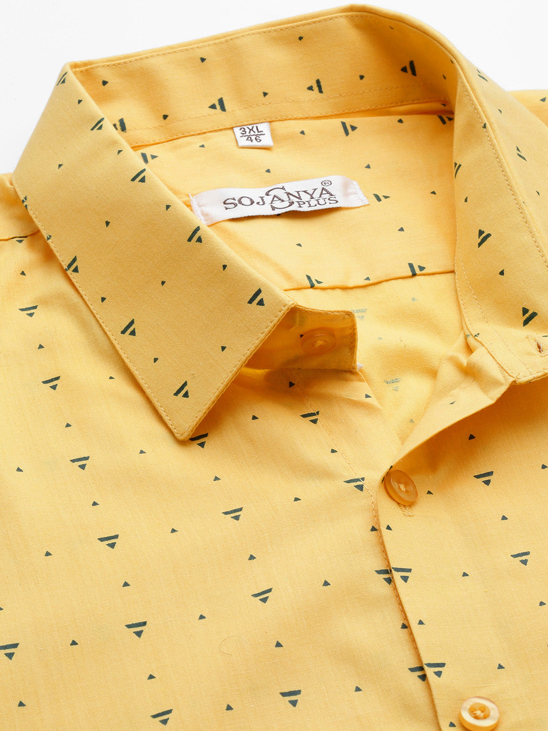 Mens Cotton Blend Mustard & Navy Printed