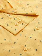 Mens Cotton Blend Mustard & Navy Printed